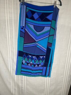 liberty Blue Teal Purple Geometric Silk Scarf